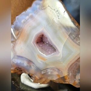 Agate Geode Slice with Druzy Amathyst Center